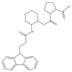 rac-3-{2-[(1R,2R)-2-({[(9H-fluoren-9-yl)methoxy]carbonyl}amino)cyclohexyl]acetyl}-1,3-thiazolidine-4-carboxylic acid结构式