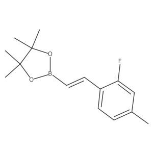 2-(2-Fluoro-4-methylstyryl)-4,4,5,5-tetramethyl-1,3,2-dioxaborolane结构式