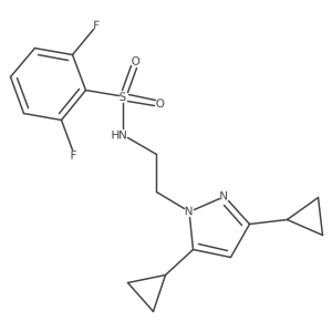 N-(2-(3,5-dicyclopropyl-1H-pyrazol-1-yl)ethyl)-2,6-difluorobenzenesulfonamide结构式