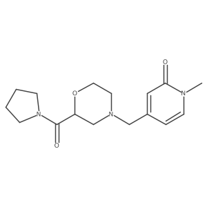 1-Methyl-4-{[2-(pyrrolidine-1-carbonyl)morpholin-4-yl]methyl}-1,2-dihydropyridin-2-one结构式