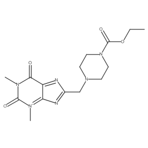 Ethyl 4-[(1,3-dimethyl-2,6-dioxopurin-3-ium-8-yl)methyl]piperazine-1-carboxylate Structure