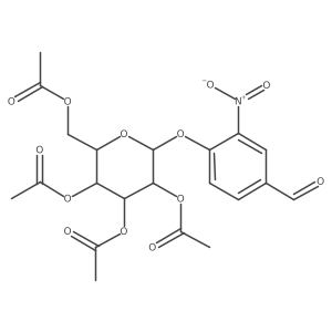 [(2R,3S,4S,5R,6S)-3,4,5-triacetoxy-6-(4-formyl-2-nitro-phenoxy)tetrahydropyran-2-yl]methyl acetate Structure