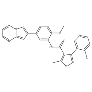 3-(2-chlorophenyl)-N-(5-(imidazo[1,2-a]pyrimidin-2-yl)-2-methoxyphenyl)-5-methylisoxazole-4-carboxamide结构式