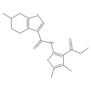 Methyl 4,5-dimethyl-2-(6-methyl-4,5,6,7-tetrahydrobenzo[b]thiophene-3-carboxamido)thiophene-3-carboxylate Structure
