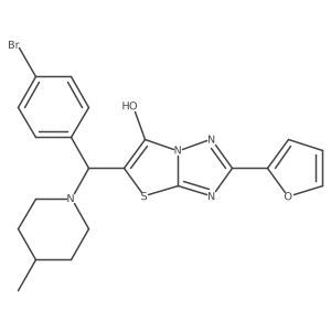 5-((4-Bromophenyl)(4-methylpiperidin-1-yl)methyl)-2-(furan-2-yl)thiazolo[3,2-b][1,2,4]triazol-6-ol结构式