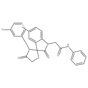 2-(3'-(3-fluorophenyl)-5-methyl-2,4'-dioxospiro[indoline-3,2'-thiazolidin]-1-yl)-N-phenylacetamide结构式