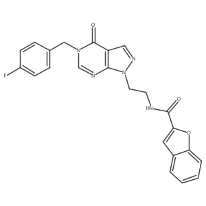 N-(2-(5-(4-fluorobenzyl)-4-oxo-4,5-dihydro-1H-pyrazolo[3,4-d]pyrimidin-1-yl)ethyl)benzofuran-2-carboxamide结构式