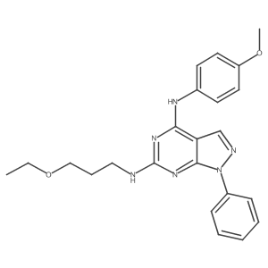 N6-(3-ethoxypropyl)-N4-(4-methoxyphenyl)-1-phenyl-1H-pyrazolo[3,4-d]pyrimidine-4,6-diamine结构式