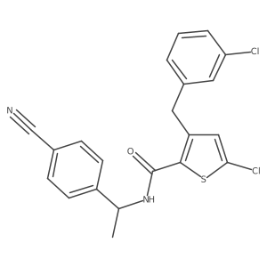 5-chloro-3-(3-chlorobenzyl)-N-[1-(4-cyanophenyl)ethyl]thiophene-2-carboxamide Structure