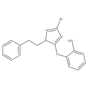 2-{[3-bromo-1-(2-phenylethyl)-1H-1,2,4-triazol-5-yl]sulfanyl}aniline结构式