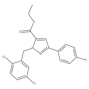 Ethyl 1-(2,5-dichlorobenzyl)-3-(4-fluorophenyl)-1H-pyrazole-5-carboxylate结构式
