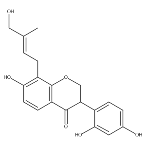 4H-1-Benzopyran-4-one, 3-(2,4-dihydroxyphenyl)-2,3-dihydro-7-hydroxy-8-(4-hydroxy-3-methyl-2-butenyl)-结构式