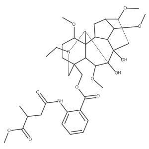 Aconitane-7,8-diol, 20-ethyl-1,6,14,16-tetramethoxy-4-(((2-((4-methoxy-3-methyl-1,4-dioxobutyl)amino)benzoyl)oxy)methyl)-, (1alpha,6beta,14alpha,16beta)- Structure