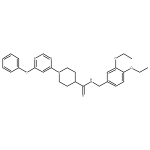 N-(3,4-diethoxybenzyl)-1-(6-phenoxypyrimidin-4-yl)piperidine-4-carboxamide结构式