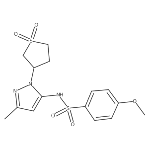 N-(1-(1,1-dioxidotetrahydrothiophen-3-yl)-3-methyl-1H-pyrazol-5-yl)-4-methoxybenzenesulfonamide结构式