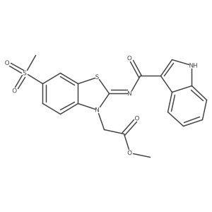 (Z)-methyl 2-(2-((1H-indole-3-carbonyl)imino)-6-(methylsulfonyl)benzo[d]thiazol-3(2H)-yl)acetate结构式