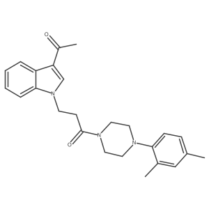 3-(3-acetyl-1H-indol-1-yl)-1-[4-(2,4-dimethylphenyl)piperazino]-1-propanone结构式