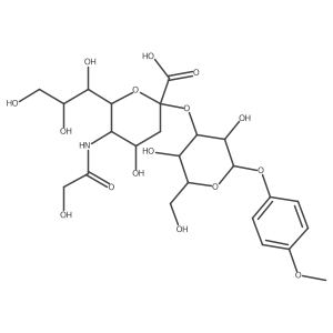 4-Methoxyphenyl-3-O-[N-(hydroxyacetyl)-alpha-neuraminosyl]-beta-D-galactopyranoside结构式