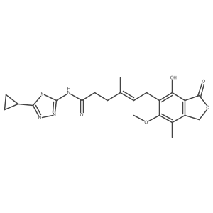 (E)-N-(5-cyclopropyl-1,3,4-thiadiazol-2-yl)-6-(4-hydroxy-6-methoxy-7-methyl-3-oxo-1,3-dihydroisobenzofuran-5-yl)-4-methylhex-4-enamide结构式