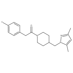 1-(4-((3,5-dimethyl-1H-pyrazol-1-yl)methyl)piperidin-1-yl)-2-(4-fluorophenyl)ethanone Structure