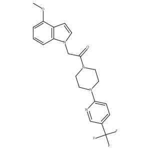2-(4-methoxy-1H-indol-1-yl)-1-{4-[5-(trifluoromethyl)-2-pyridyl]piperazino}-1-ethanone结构式