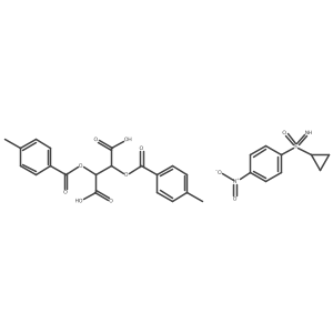 (R)-1-(Cyclopropanesulfonimidoyl)-4-nitrobenzene (2S,3S)-2,3-bis((4-methylbenzoyl)oxy)succinate Structure