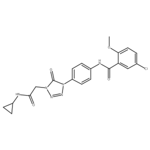 5-chloro-N-(4-(4-(2-(cyclopropylamino)-2-oxoethyl)-5-oxo-4,5-dihydro-1H-tetrazol-1-yl)phenyl)-2-methoxybenzamide结构式