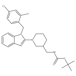 tert-butyl ((1-(1-(2,4-dichlorobenzyl)-1H-benzo[d]imidazol-2-yl)piperidin-3-yl)methyl)carbamate结构式