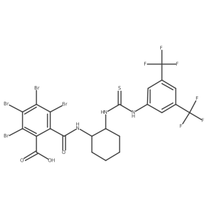 2-[[[(1R,2R)-2-[[[[3,5-Bis(trifluoromethyl)phenyl]amino]thioxomethyl]amino]cyclohexyl]amino]carbonyl]-3,4,5,6-tetrabromobenzoic acid Structure