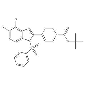 1,1-Dimethylethyl 4-[4-chloro-5-fluoro-1-(phenylsulfonyl)-1H-pyrrolo[2,3-b]pyridin-2-yl]-3,6-dihydro-1(2H)-pyridinecarboxylate结构式