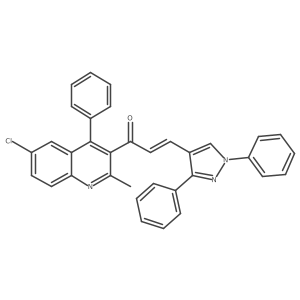 (2E)-1-(6-chloro-2-methyl-4-phenylquinolin-3-yl)-3-(1,3-diphenyl-1H-pyrazol-4-yl)prop-2-en-1-one结构式
