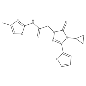 2-(4-cyclopropyl-3-(furan-2-yl)-5-oxo-4,5-dihydro-1H-1,2,4-triazol-1-yl)-N-(4-methylthiazol-2-yl)acetamide结构式