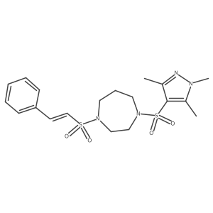 (E)-1-(styrylsulfonyl)-4-((1,3,5-trimethyl-1H-pyrazol-4-yl)sulfonyl)-1,4-diazepane结构式