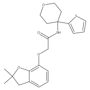2-((2,2-dimethyl-2,3-dihydrobenzofuran-7-yl)oxy)-N-(4-(thiophen-2-yl)tetrahydro-2H-pyran-4-yl)acetamide Structure
