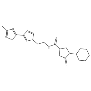 1-cyclohexyl-N-(2-(4-(3-methyl-1,2,4-oxadiazol-5-yl)-1H-1,2,3-triazol-1-yl)ethyl)-5-oxopyrrolidine-3-carboxamide Structure