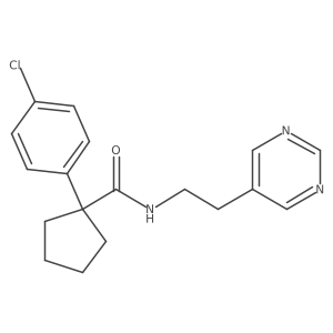 1-(4-chlorophenyl)-N-(2-(pyrimidin-5-yl)ethyl)cyclopentanecarboxamide结构式