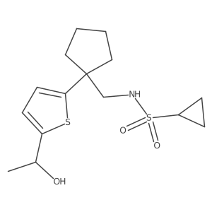 N-((1-(5-(1-hydroxyethyl)thiophen-2-yl)cyclopentyl)methyl)cyclopropanesulfonamide Structure