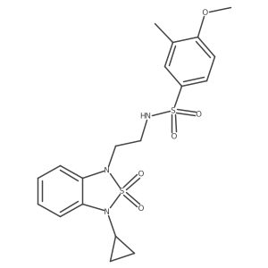 N-[2-(3-cyclopropyl-2,2-dioxo-1,3-dihydro-2lambda6,1,3-benzothiadiazol-1-yl)ethyl]-4-methoxy-3-methylbenzene-1-sulfonamide Structure