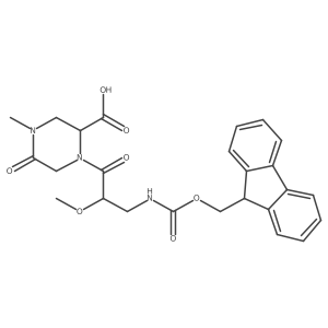 1-[3-({[(9H-fluoren-9-yl)methoxy]carbonyl}amino)-2-methoxypropanoyl]-4-methyl-5-oxopiperazine-2-carboxylic acid Structure