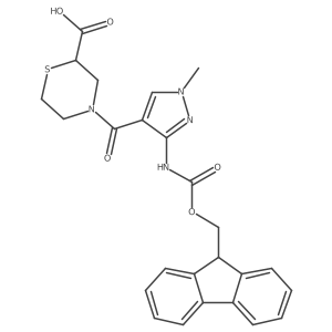 4-[3-({[(9H-fluoren-9-yl)methoxy]carbonyl}amino)-1-methyl-1H-pyrazole-4-carbonyl]thiomorpholine-2-carboxylic acid Structure