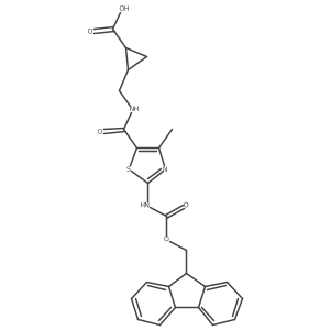 rac-(1R,2S)-2-({[2-({[(9H-fluoren-9-yl)methoxy]carbonyl}amino)-4-methyl-1,3-thiazol-5-yl]formamido}methyl)cyclopropane-1-carboxylic acid Structure