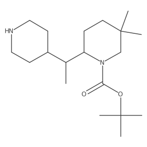 Tert-butyl 5,5-dimethyl-2-[1-(piperidin-4-yl)ethyl]piperidine-1-carboxylate结构式