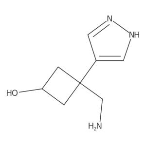 3-(aminomethyl)-3-(1H-pyrazol-4-yl)cyclobutan-1-ol结构式