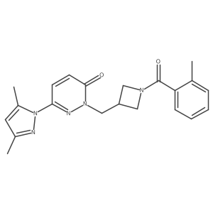6-(3,5-dimethyl-1H-pyrazol-1-yl)-2-((1-(2-methylbenzoyl)azetidin-3-yl)methyl)pyridazin-3(2H)-one Structure