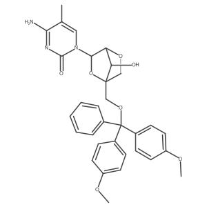 4-Amino-1-((1R,3R,4R,7S)-1-((bis(4-methoxyphenyl)(phenyl)methoxy)methyl)-7-hydroxy-2,5-dioxabicyclo[2.2.1]heptan-3-yl)-5-methylpyrimidin-2(1H)-one Structure
