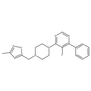 5-Fluoro-4-{4-[(3-methyl-1,2-oxazol-5-yl)methyl]piperazin-1-yl}-6-phenylpyrimidine结构式