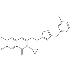 3-Cyclopropyl-6,7-difluoro-2-[({3-[(3-fluorophenyl)methyl]-1,2,4-oxadiazol-5-yl}methyl)sulfanyl]-3,4-dihydroquinazolin-4-one Structure