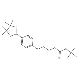 tert-Butyl (2-((4-(4,4,5,5-tetramethyl-1,3,2-dioxaborolan-2-yl)phenyl)thio)ethyl)carbamate结构式
