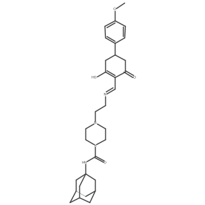 4-[2-({[4-(4-methoxyphenyl)-2,6-dioxocyclohexylidene]methyl}amino)ethyl]-N-(tricyclo[3.3.1.1~3,7~]dec-1-yl)piperazine-1-carboxamide Structure