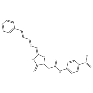 N-(4-nitrophenyl)-2-((E)-4-oxo-2-((Z)-((Z)-3-phenylallylidene)hydrazono)thiazolidin-5-yl)acetamide Structure